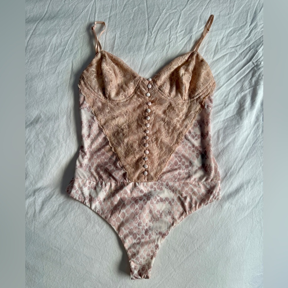 AFRM The River Bodysuit in Pastel Snake
